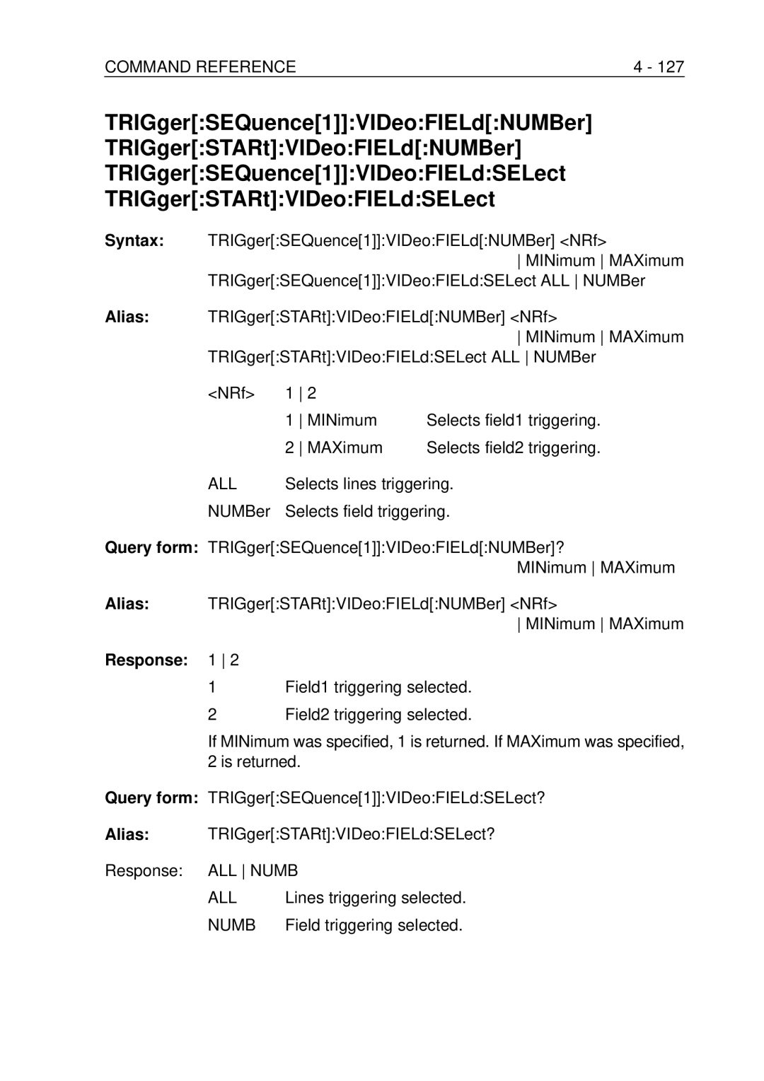 Fluke PM-3370B, PM-3380B, PM-3390B, PM-3394B, PM-3384B user manual Selects lines triggering, Numb 