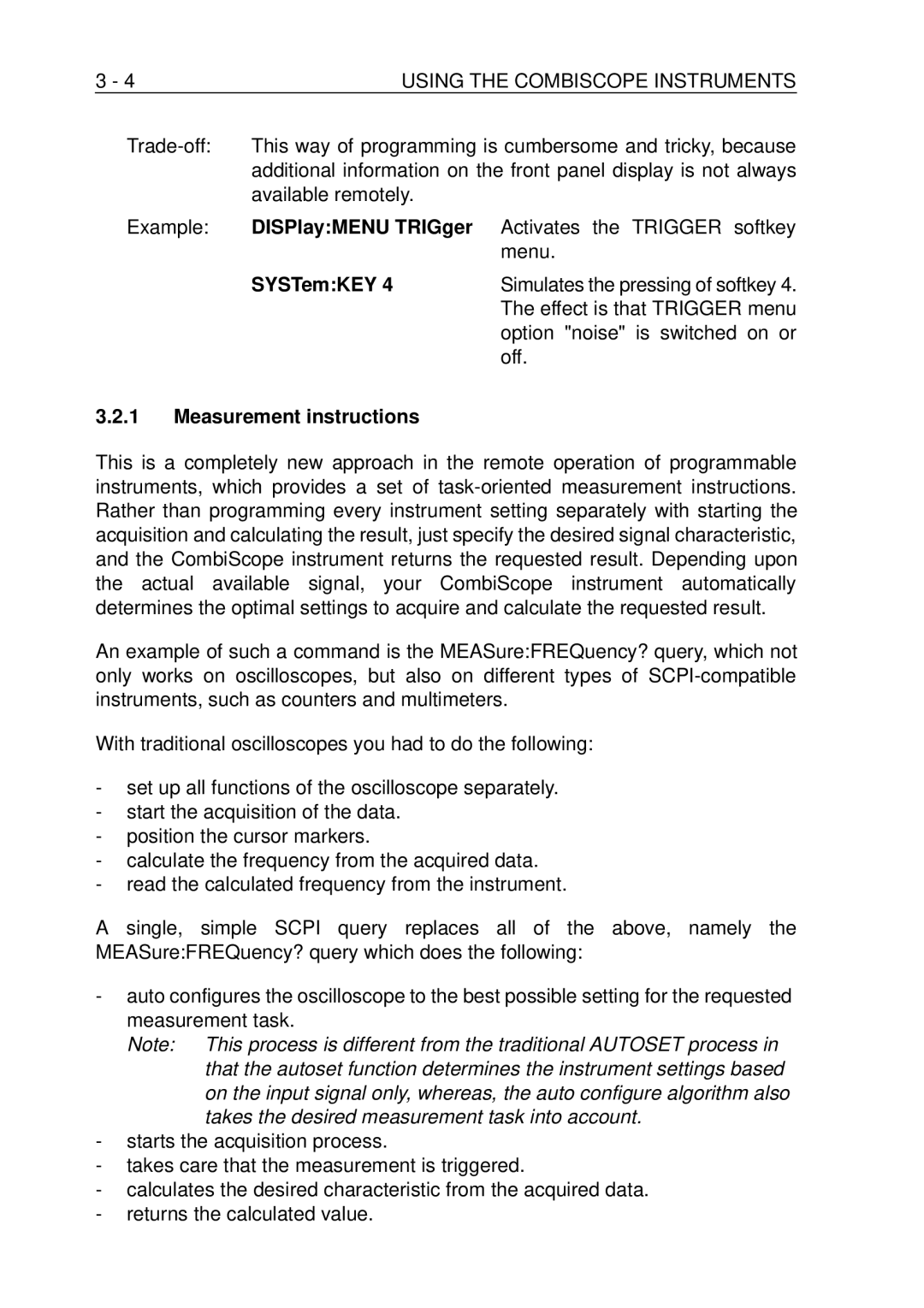 Fluke PM-3394B, PM-3380B, PM-3390B, PM-3370B, PM-3384B user manual DISPlayMENU TRIGger, SYSTemKEY, Measurement instructions 