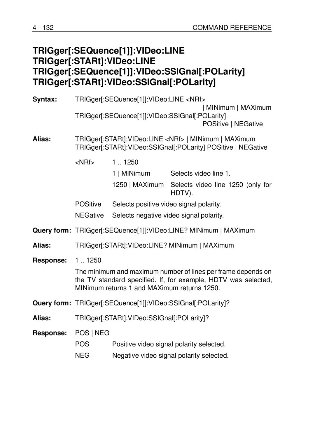 Fluke PM-3370B, PM-3380B, PM-3390B, PM-3394B, PM-3384B user manual Response POS NEG, Positive video signal polarity selected 