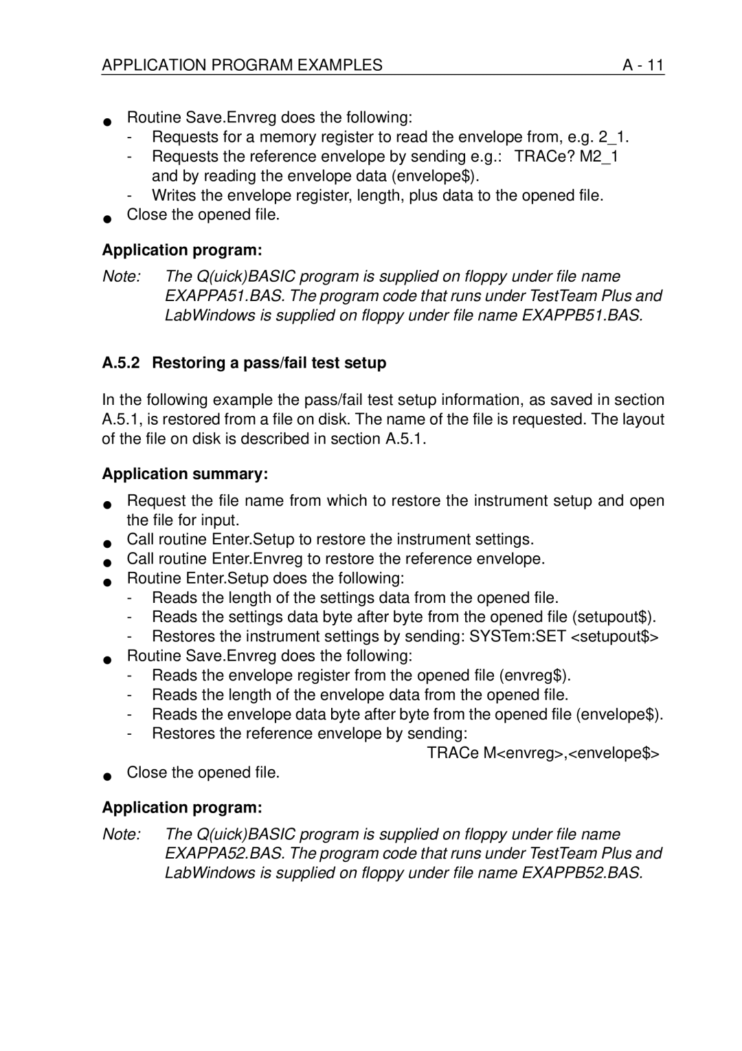 Fluke PM-3384B, PM-3380B, PM-3390B, PM-3370B, PM-3394B user manual Application program Restoring a pass/fail test setup 