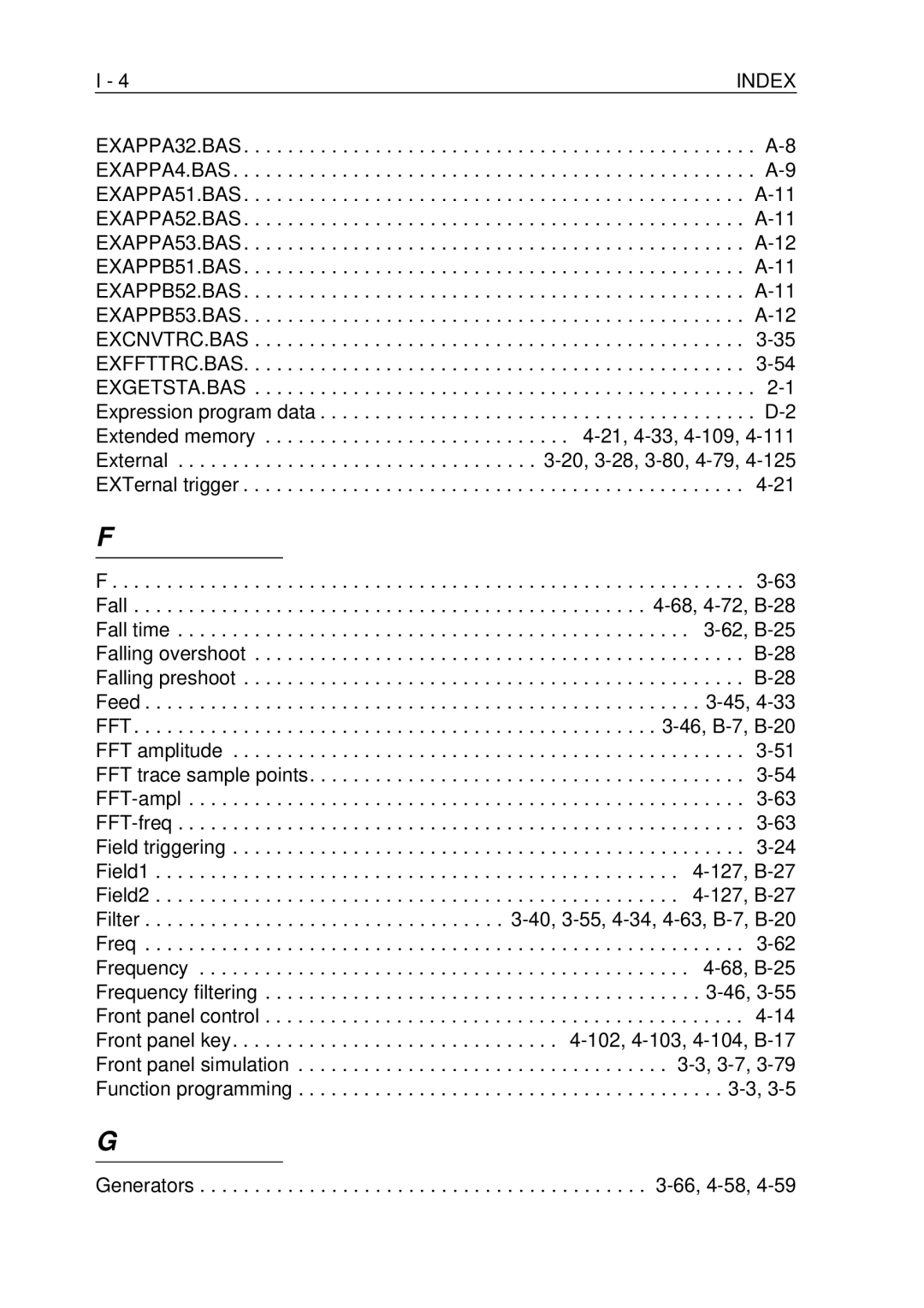 Fluke PM-3384B, PM-3380B, PM-3390B, PM-3370B, PM-3394B user manual Index 