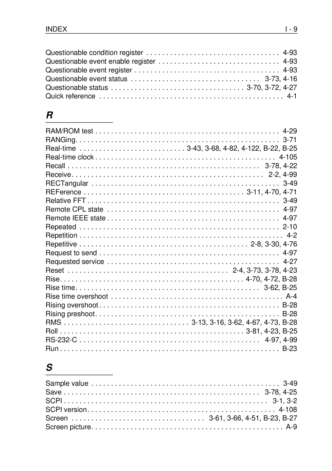 Fluke PM-3384B, PM-3380B, PM-3390B, PM-3370B, PM-3394B user manual Index 