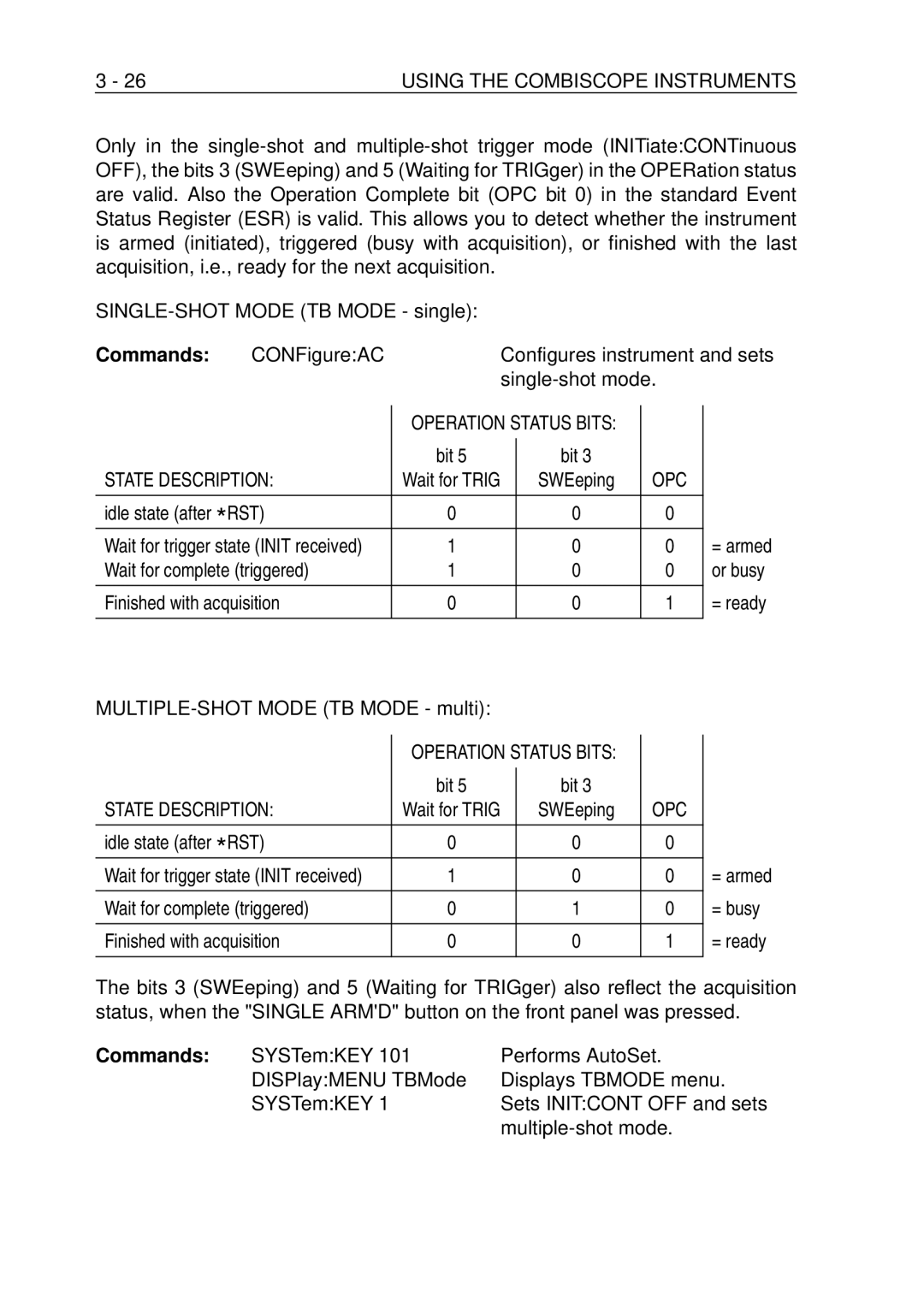 Fluke PM-3380B, PM-3390B, PM-3370B, PM-3394B, PM-3384B user manual Commands, State Description 