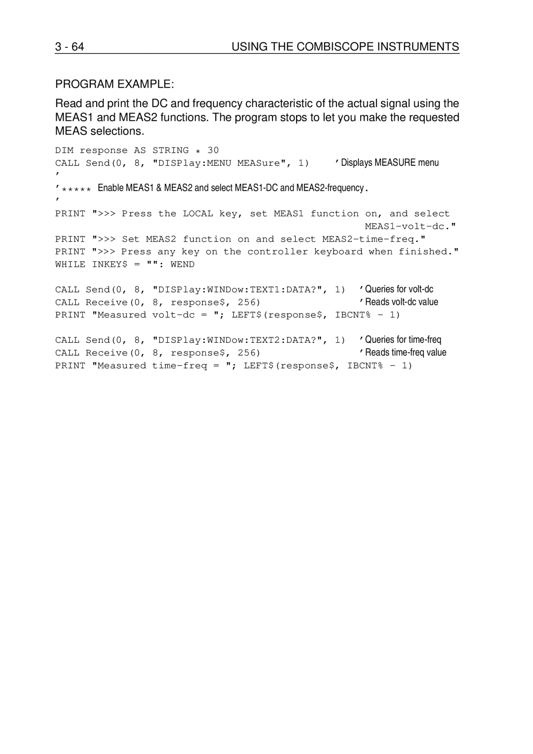 Fluke PM-3394B, PM-3380B, PM-3390B, PM-3370B, PM-3384B user manual Call Send0, 8, DISPlayMENU MEASure 