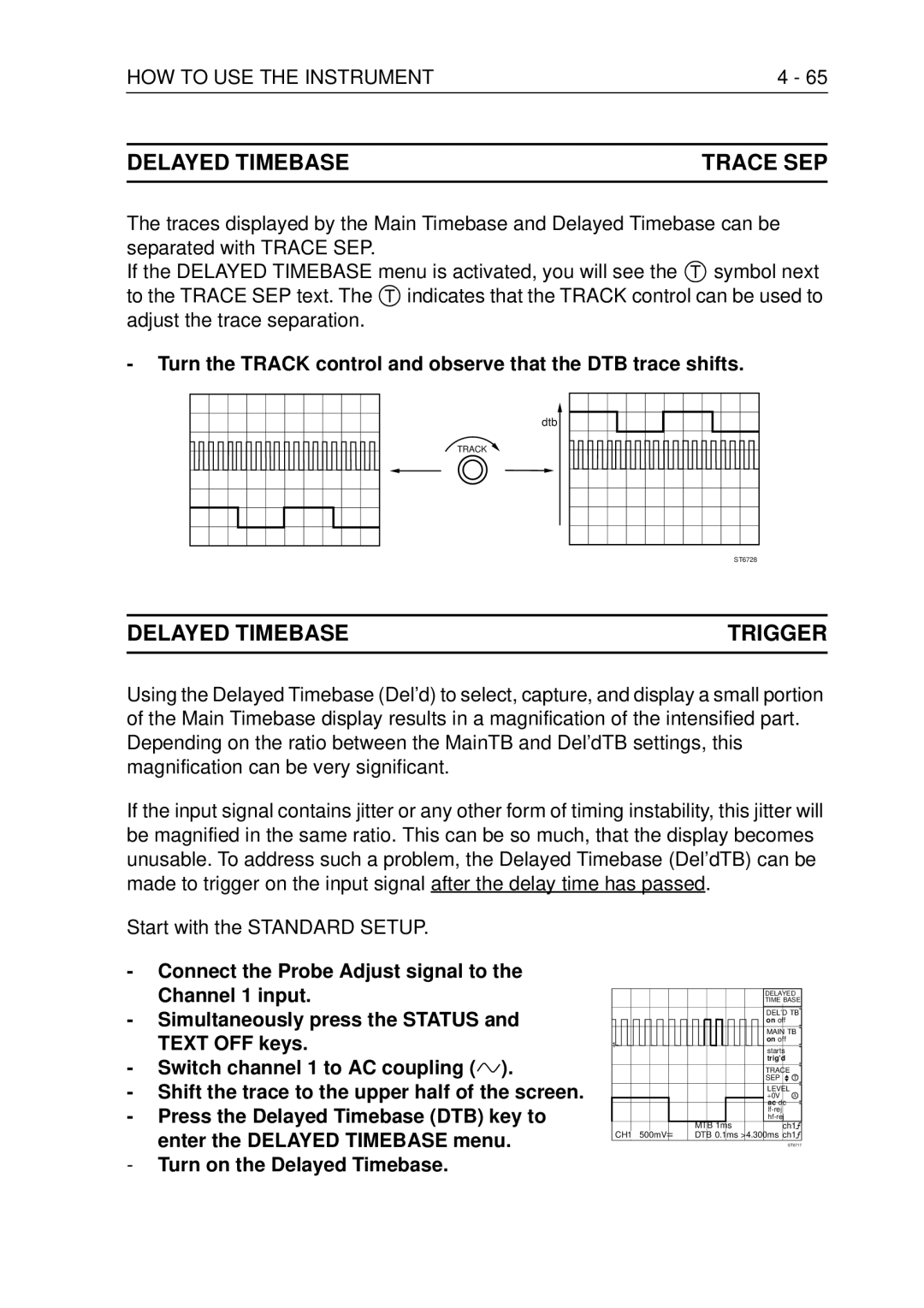 Fluke PM3370B user manual Delayed Timebase Trace SEP, Delayed Timebase Trigger, Start with the Standard Setup 