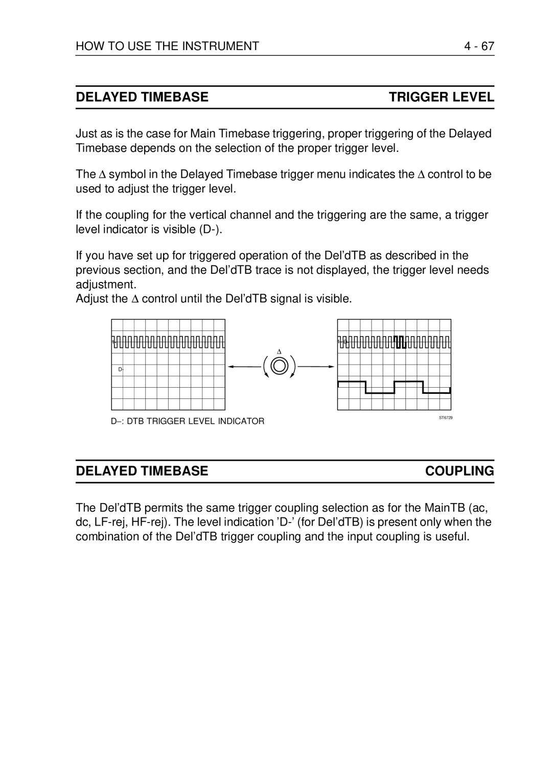 Fluke PM3370B user manual Delayed Timebase Trigger Level, Delayed Timebase Coupling 