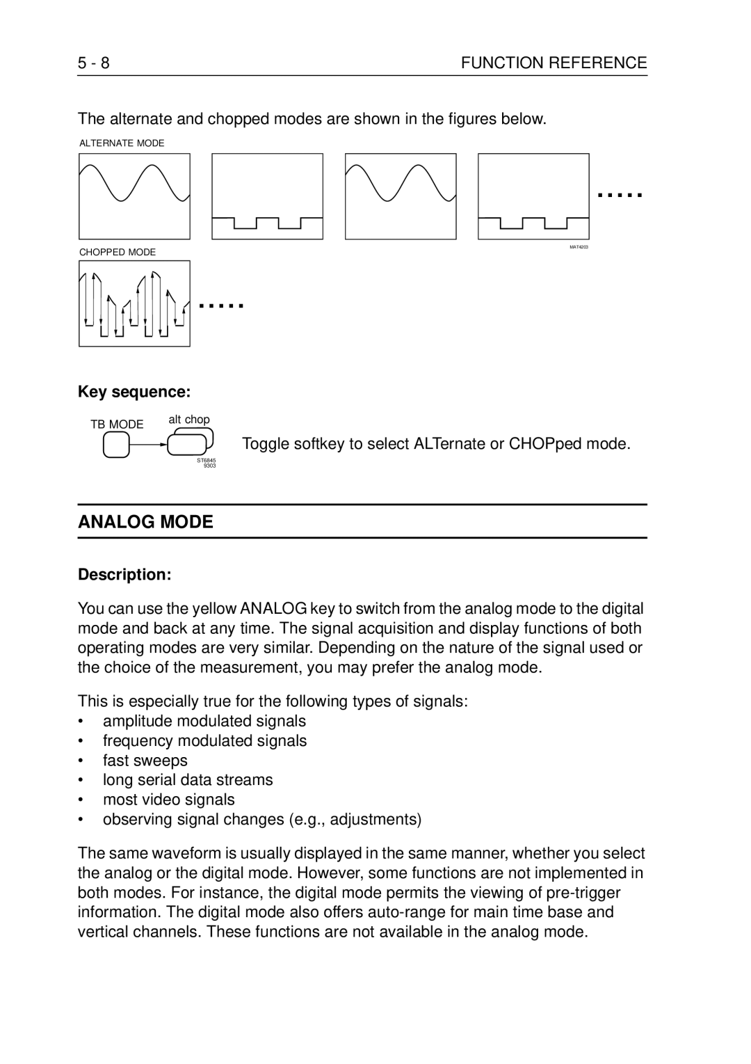 Fluke PM3370B user manual Analog Mode, Alternate and chopped modes are shown in the figures below 