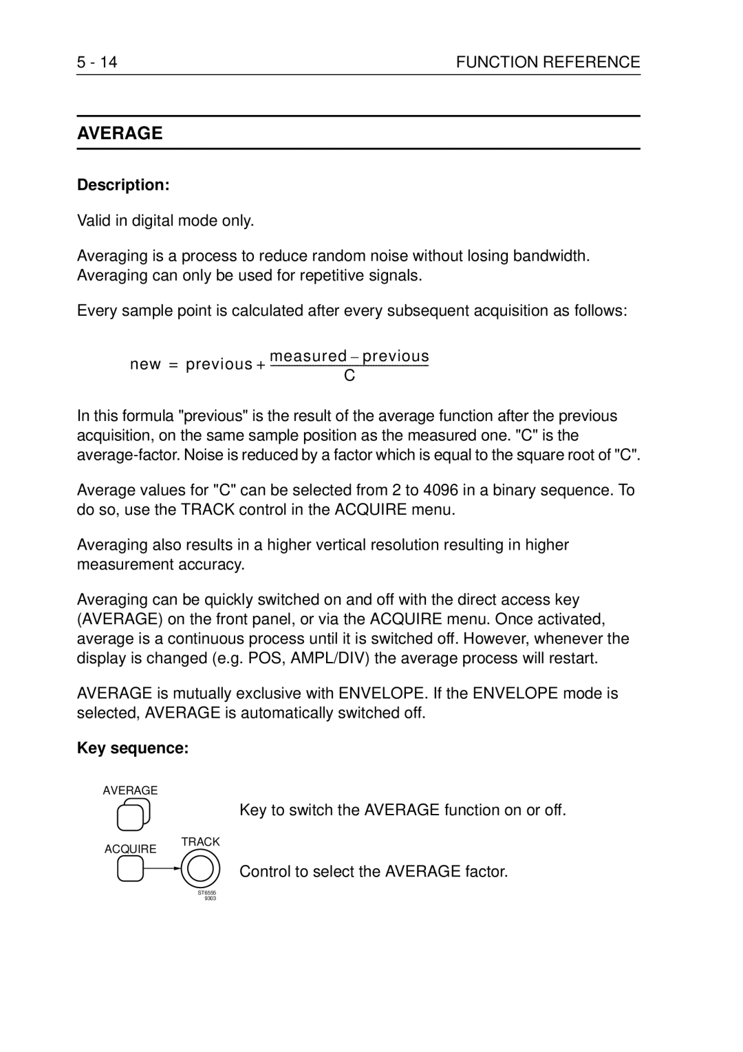 Fluke PM3370B user manual Key to switch the Average function on or off, Control to select the Average factor 