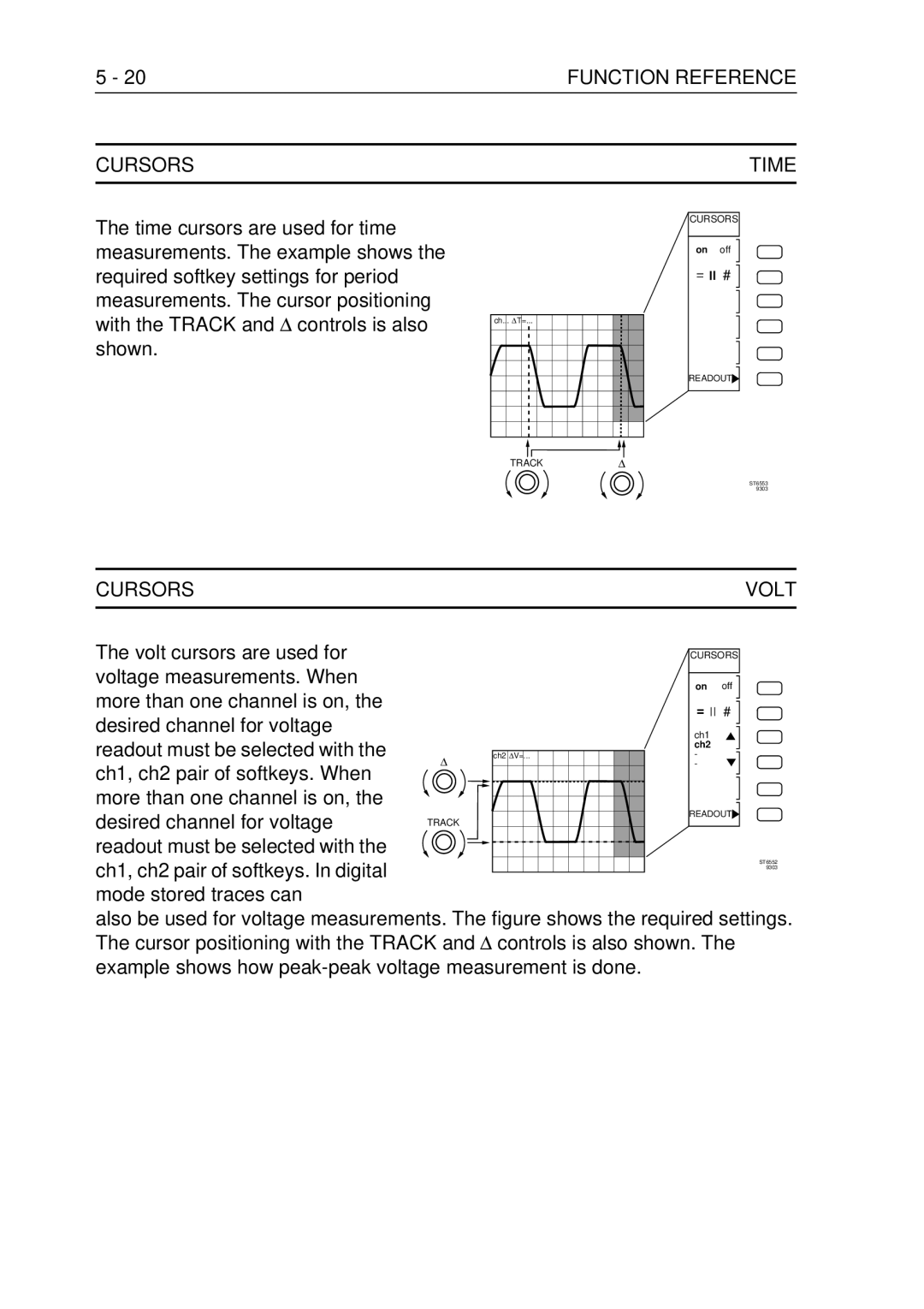 Fluke PM3370B user manual Cursors, Volt cursors are used for, Voltage measurements. When, Readout must be selected with 