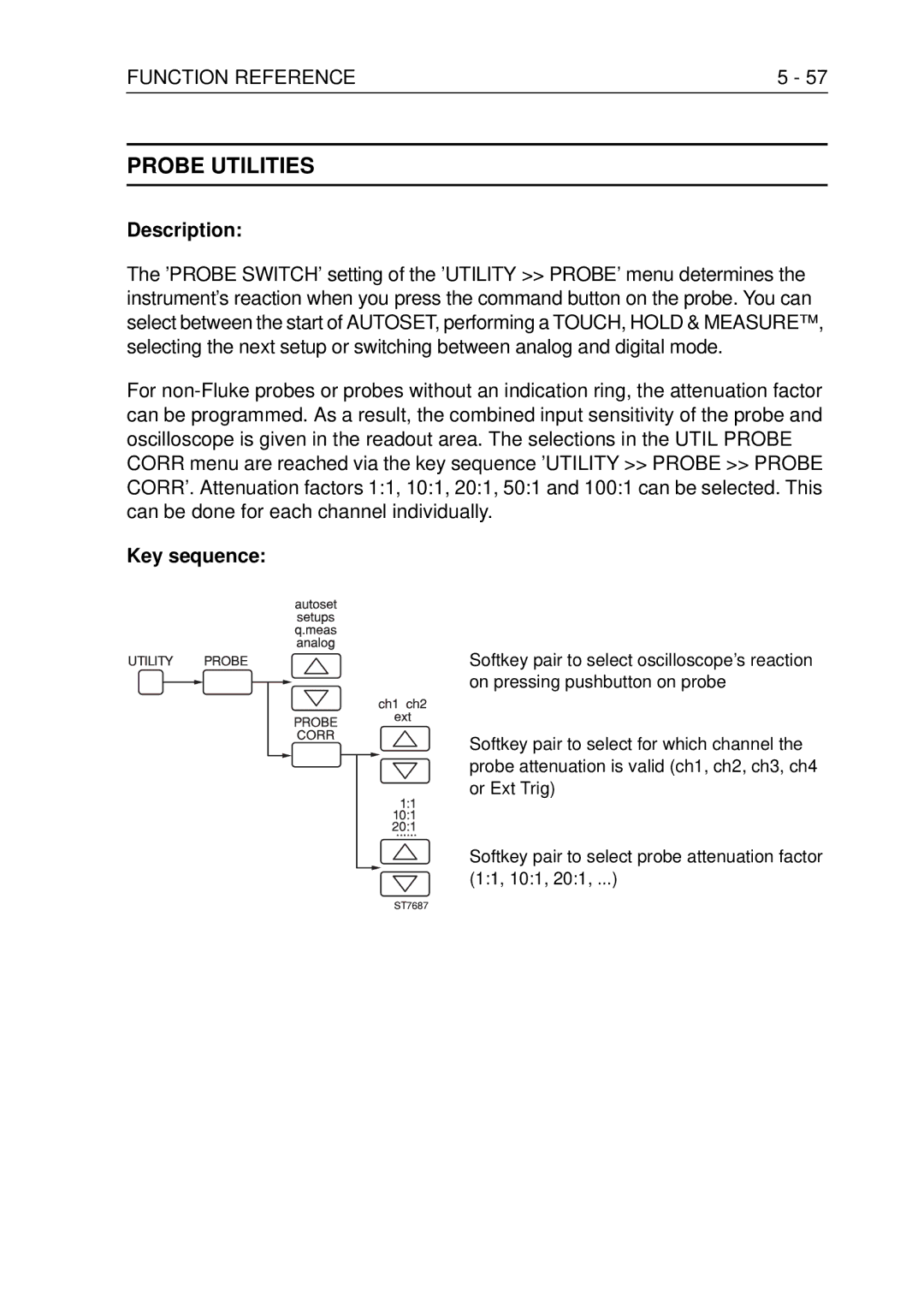 Fluke PM3370B user manual Probe Utilities, Description 