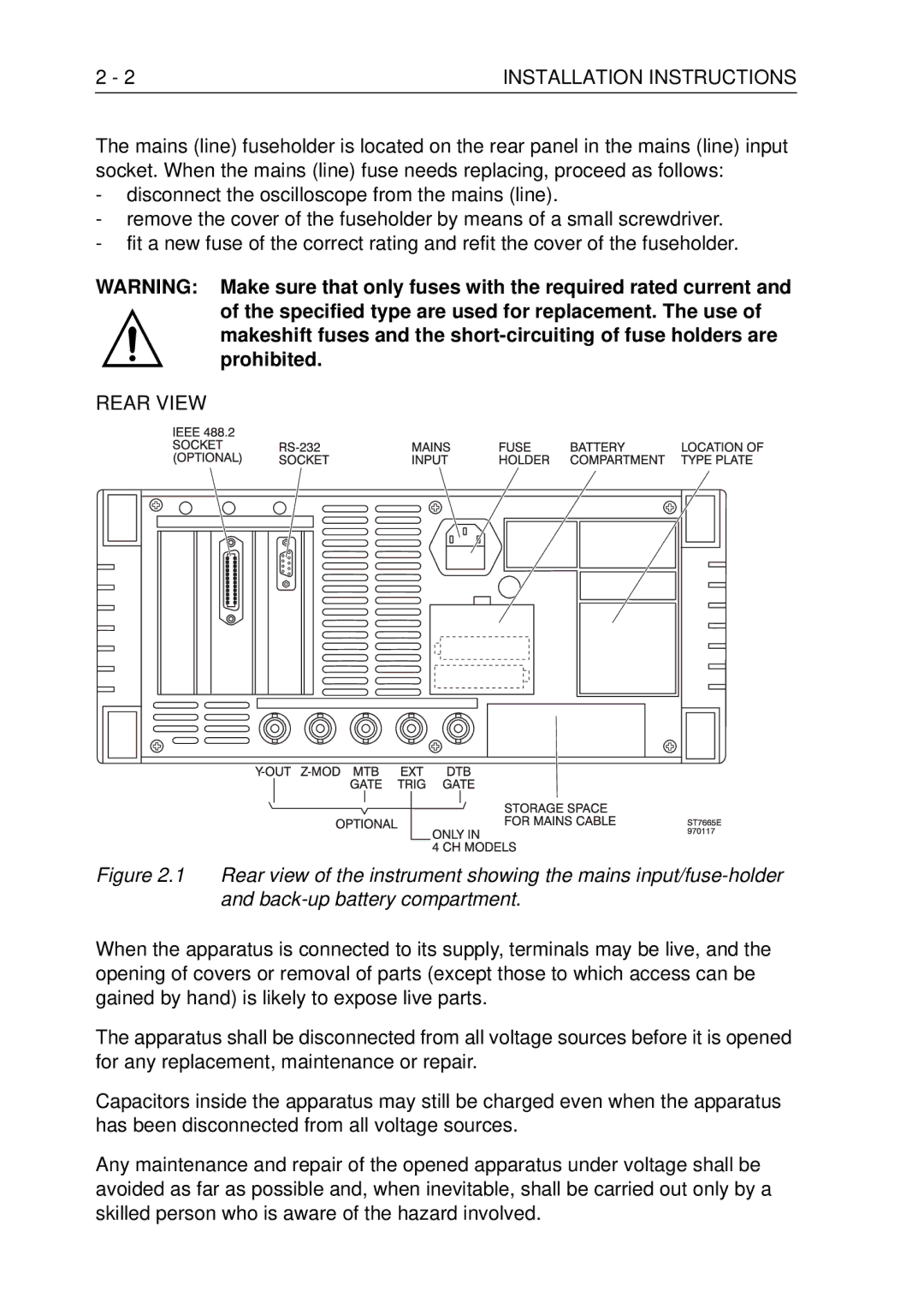 Fluke PM3370B user manual Rear View 