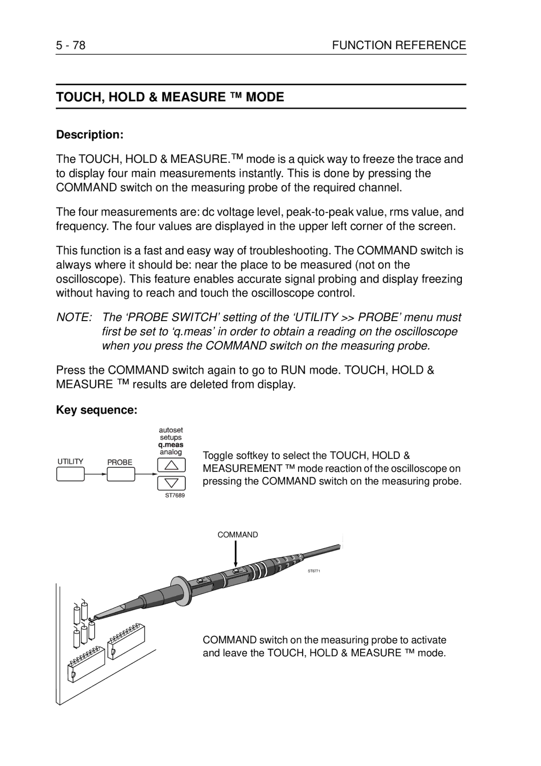 Fluke PM3370B user manual TOUCH, Hold & Measure Mode, Description 