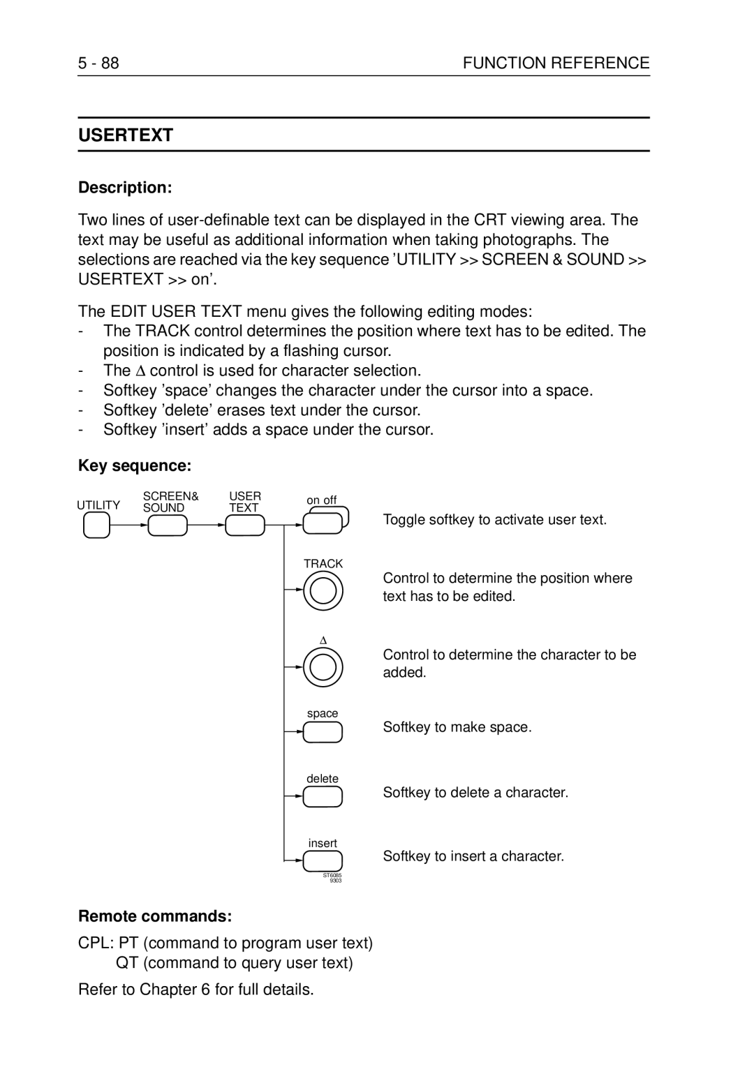 Fluke PM3370B user manual Usertext, Remote commands 