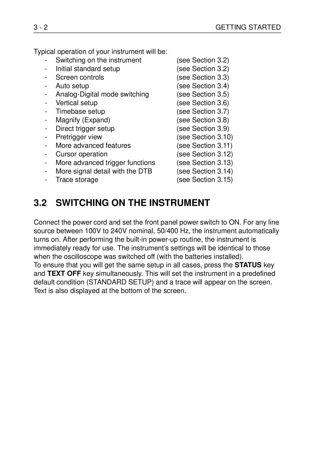 Fluke PM3370B user manual Switching on the Instrument 