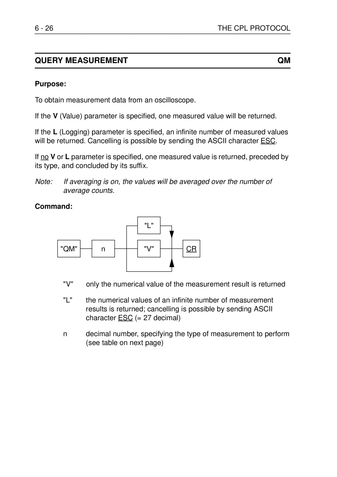 Fluke PM3370B user manual Query Measurement, 26THE CPL Protocol, Numerical values of an infinite number of measurement 