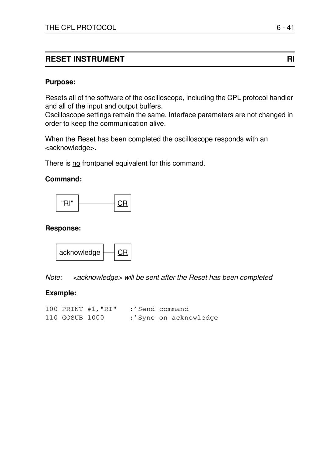 Fluke PM3370B user manual Reset Instrument, Purpose 