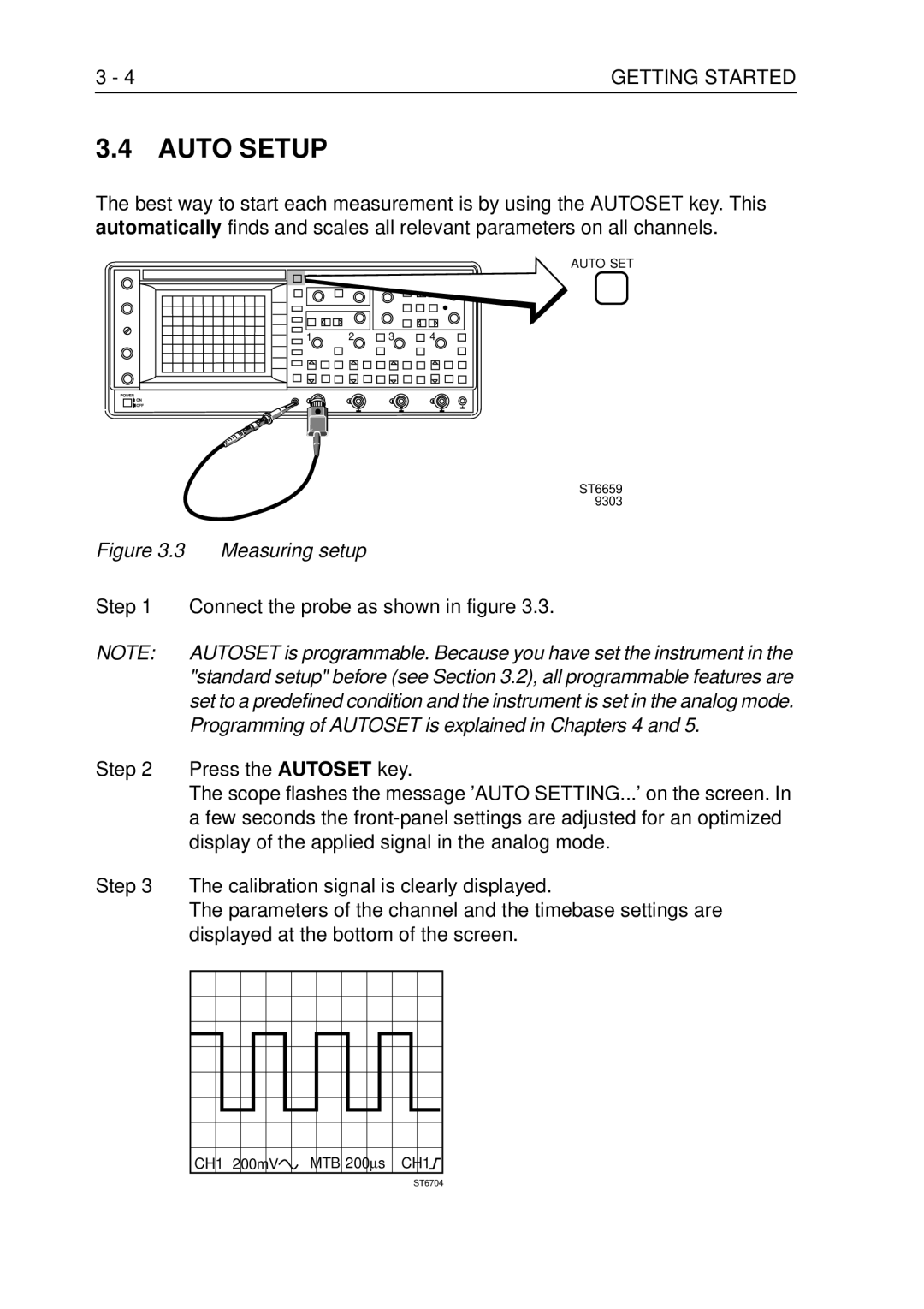 Fluke PM3370B user manual Auto Setup, Connect the probe as shown in figure 