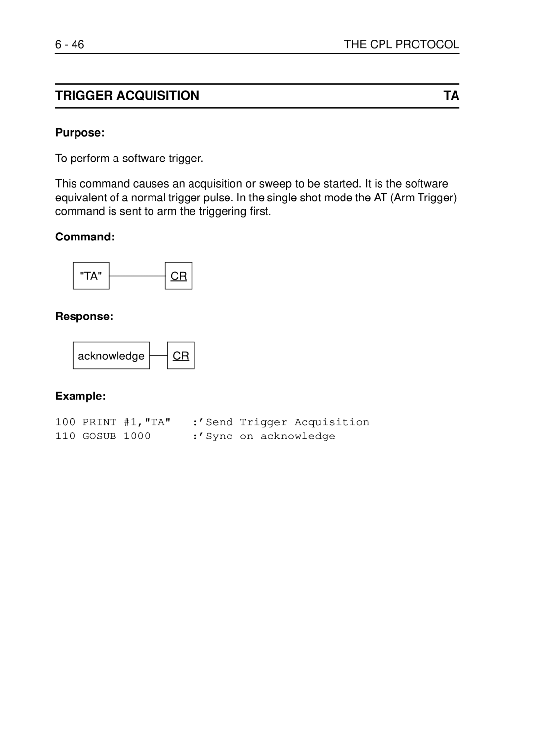 Fluke PM3370B user manual Trigger Acquisition, 46THE CPL Protocol 