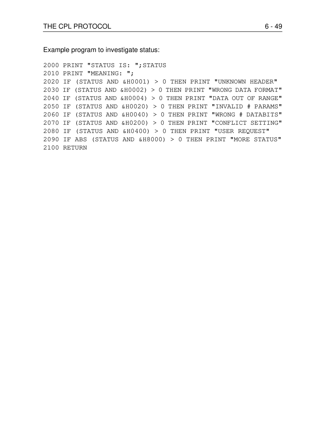 Fluke PM3370B user manual Example program to investigate status 