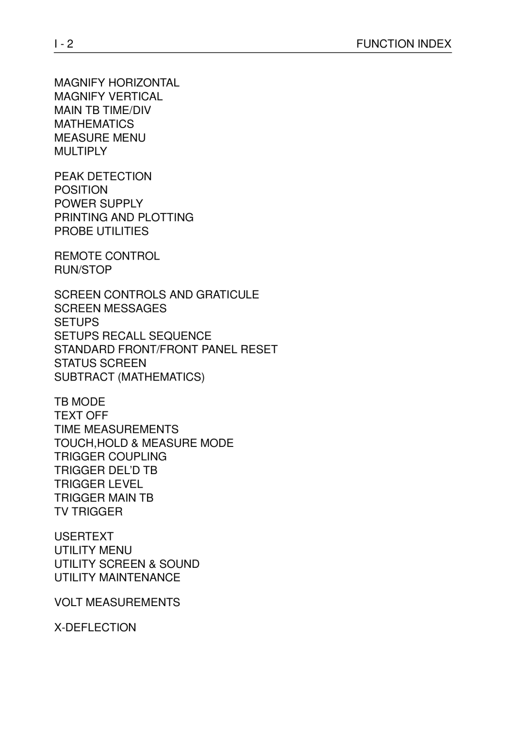 Fluke PM3370B user manual Function Index 