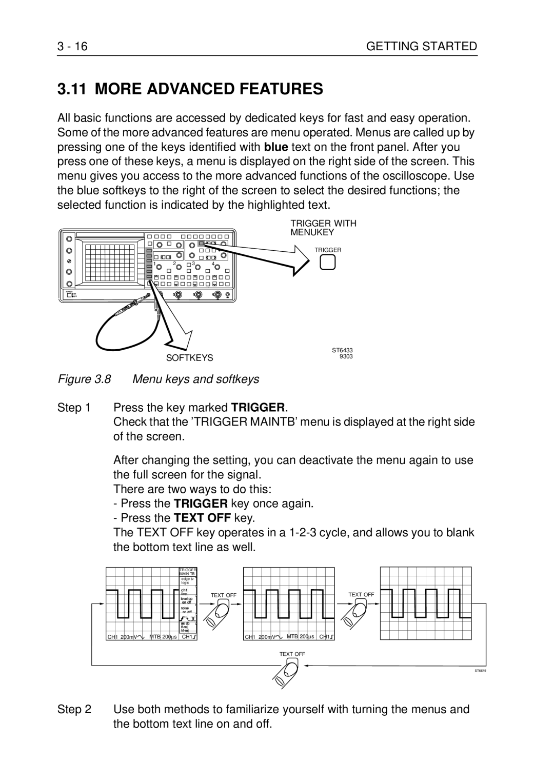 Fluke PM3370B user manual More Advanced Features, Menu keys and softkeys 