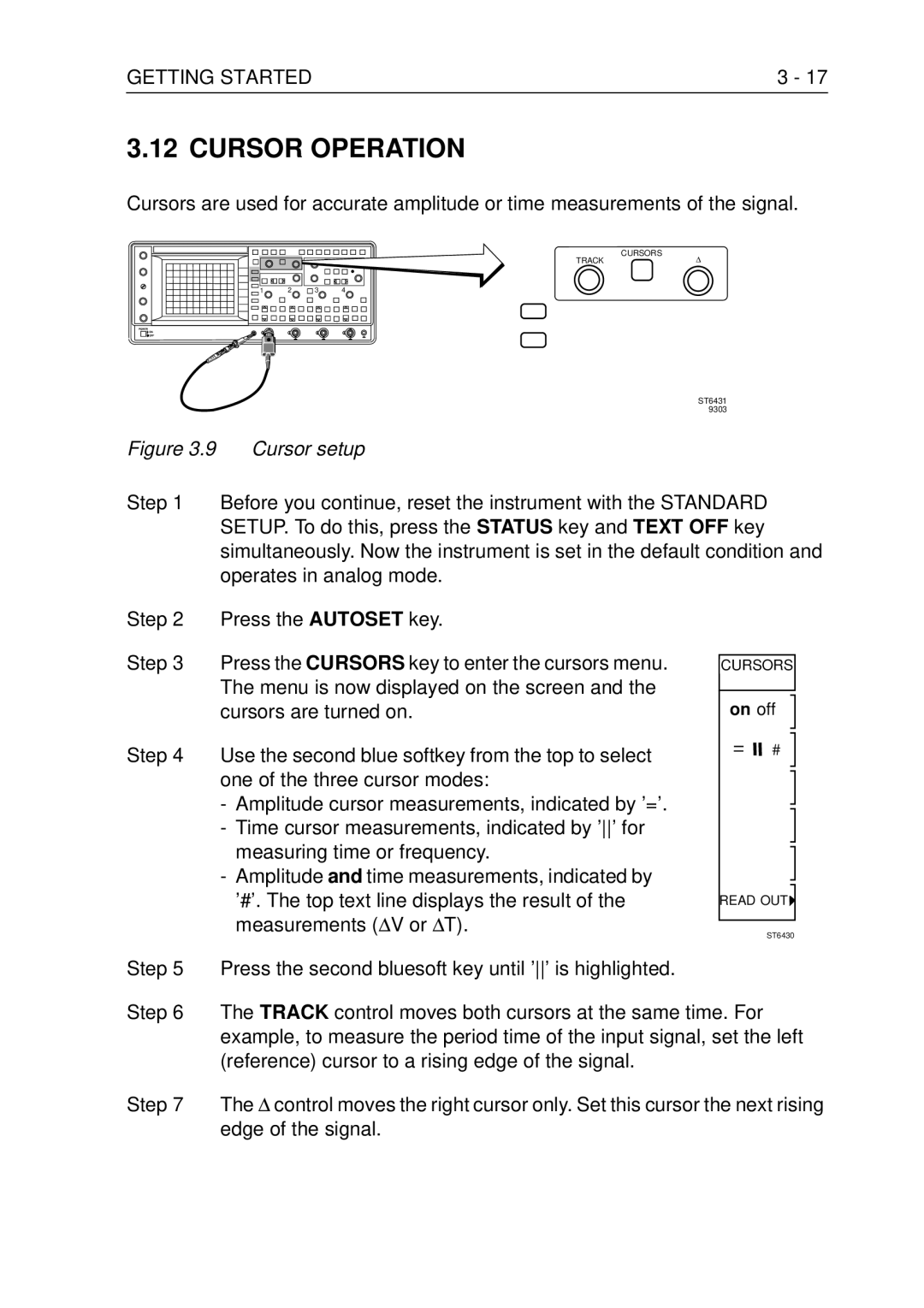 Fluke PM3370B user manual Cursor Operation 