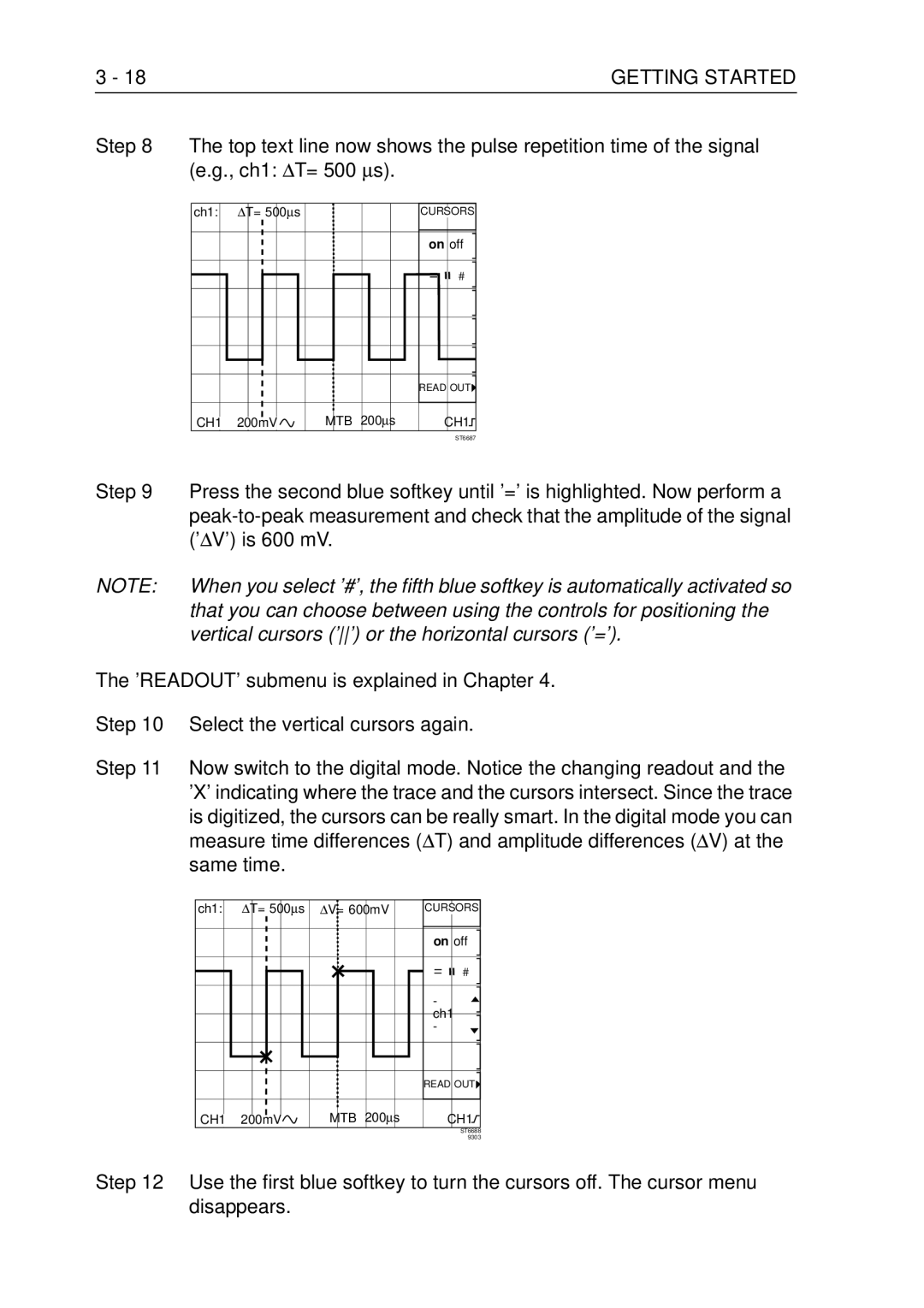 Fluke PM3370B user manual Vertical cursors ’’ or the horizontal cursors ’=’ 