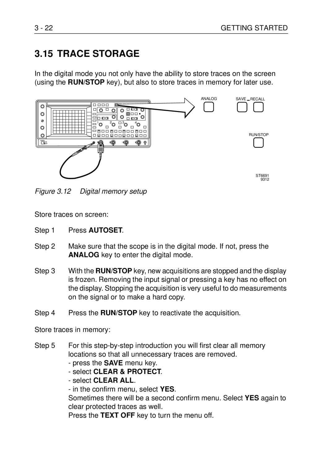 Fluke PM3370B user manual Trace Storage, Select Clear & Protect Select Clear ALL 