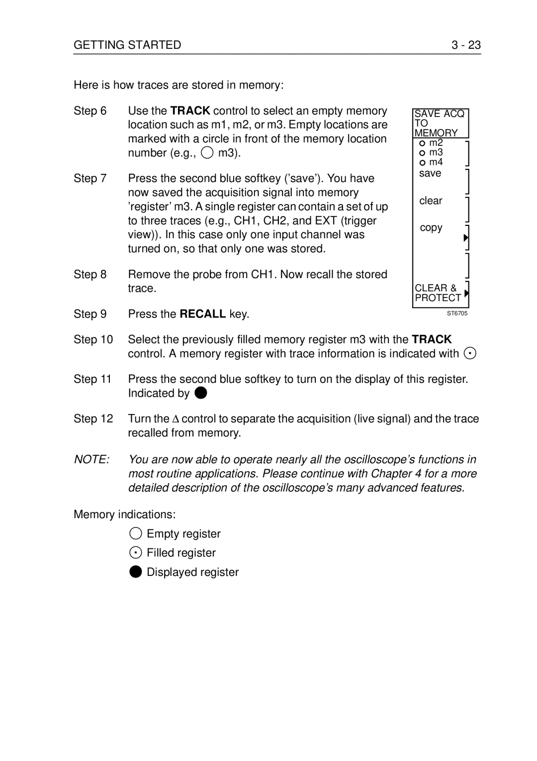 Fluke PM3370B user manual Here is how traces are stored in memory, Press the Recall key 