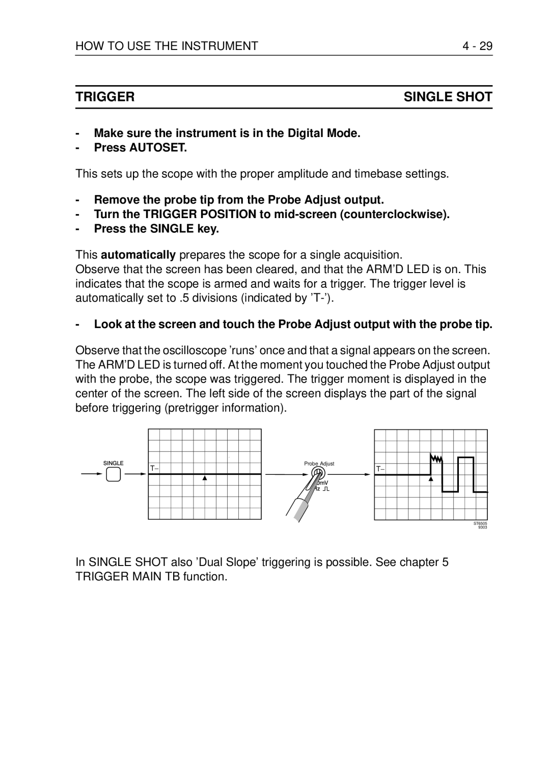 Fluke PM3370B user manual Trigger Single Shot 