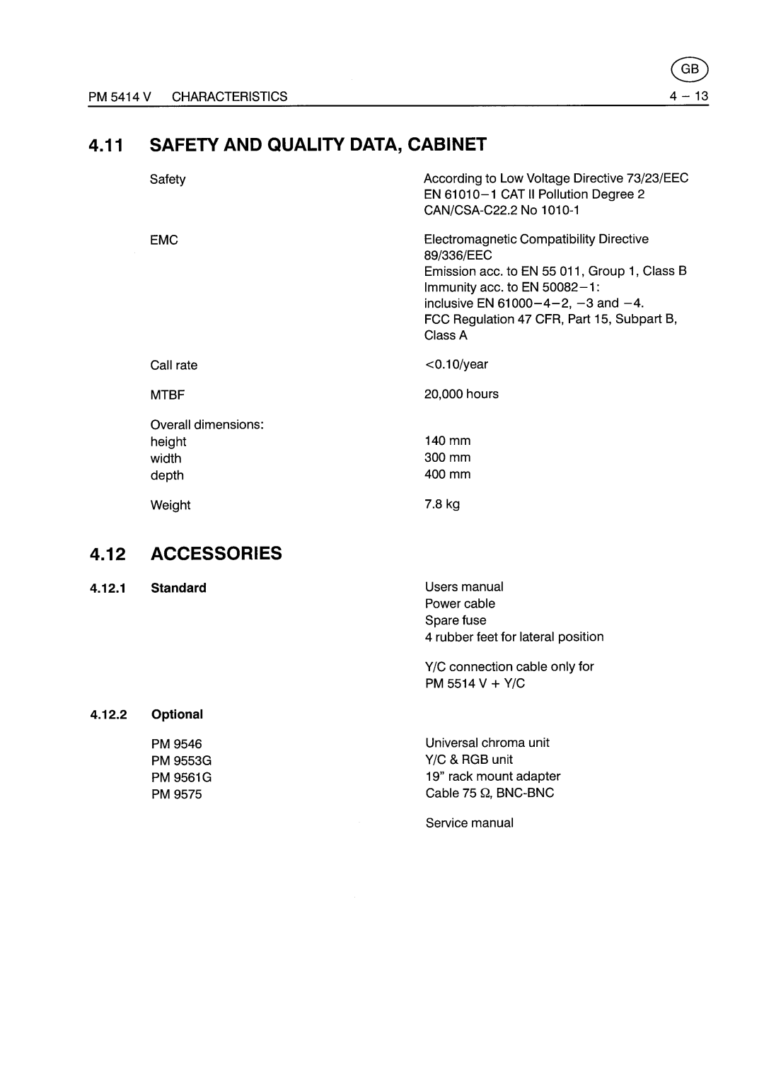 Fluke PM5414V manual 