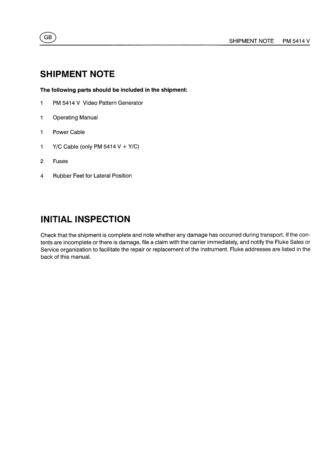 Fluke PM5414V manual 