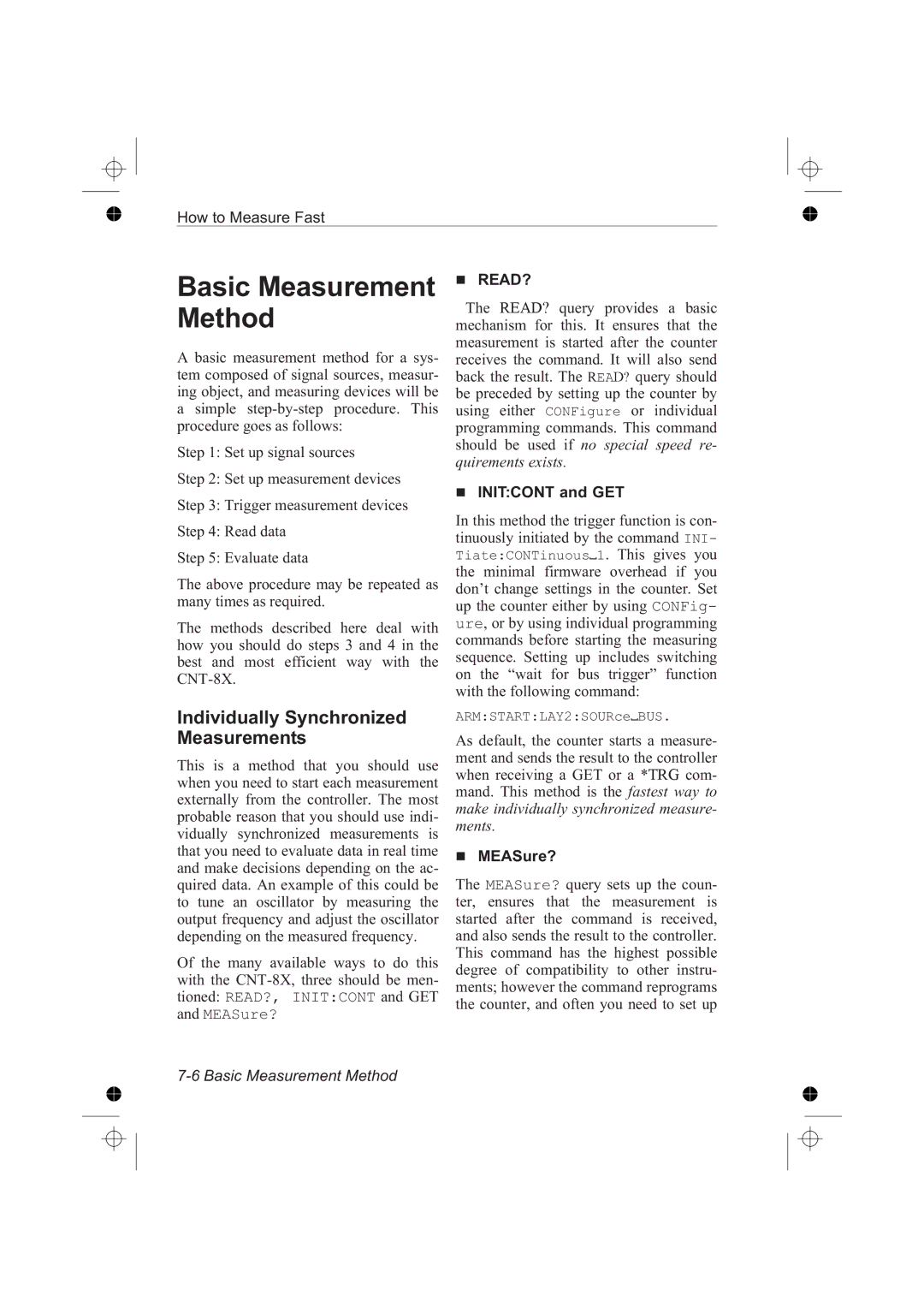 Fluke PM6681R Individually Synchronized Measurements, Initcont and GET, Basic Measurement Method, ARMSTARTLAY2SOURceBUS 