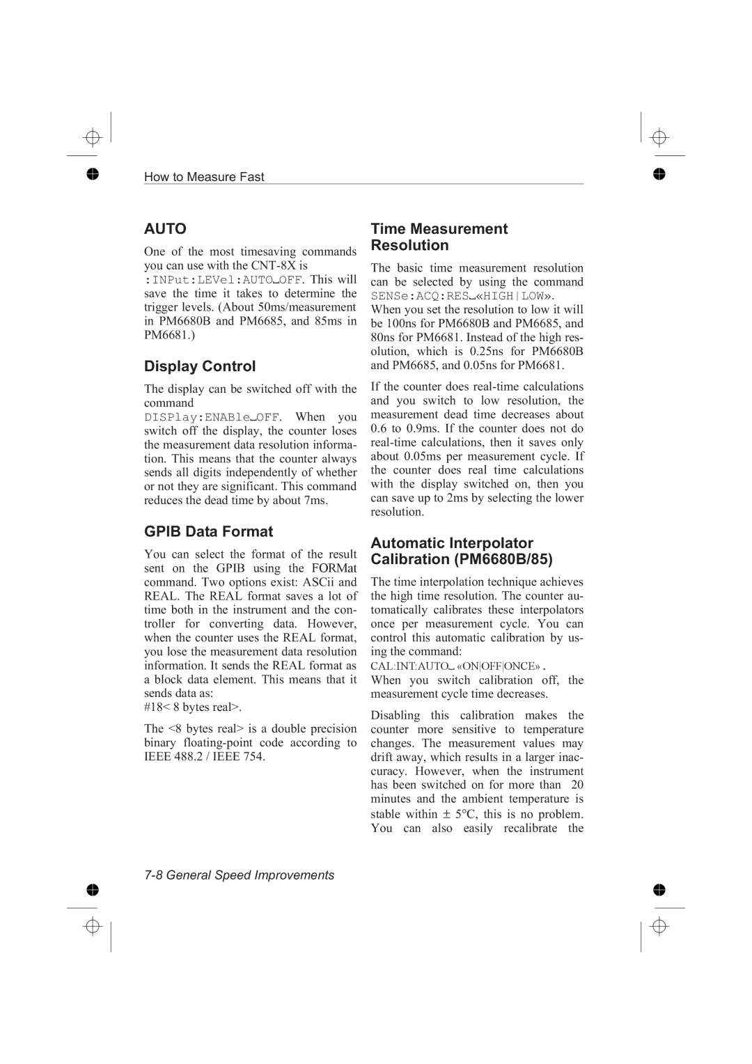 Fluke PM6685R, PM6681R manual Display Control, Time Measurement Resolution, Gpib Data Format 