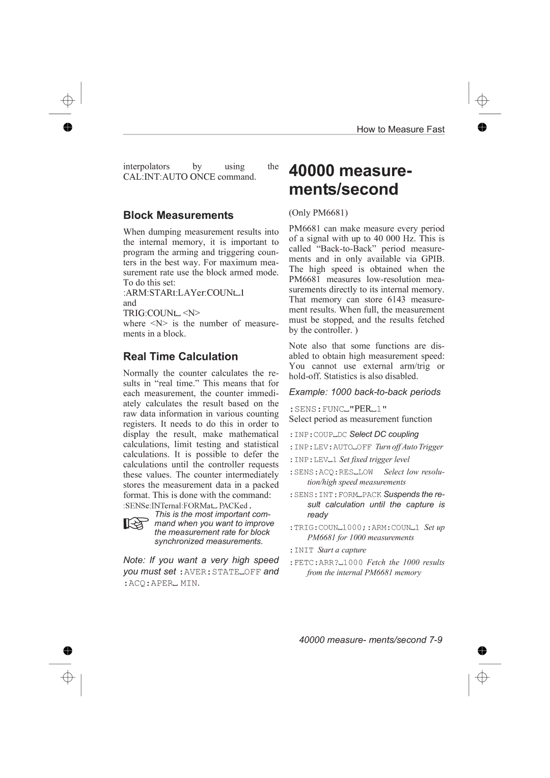 Fluke PM6681R, PM6685R manual Ments/second, Block Measurements, Real Time Calculation 