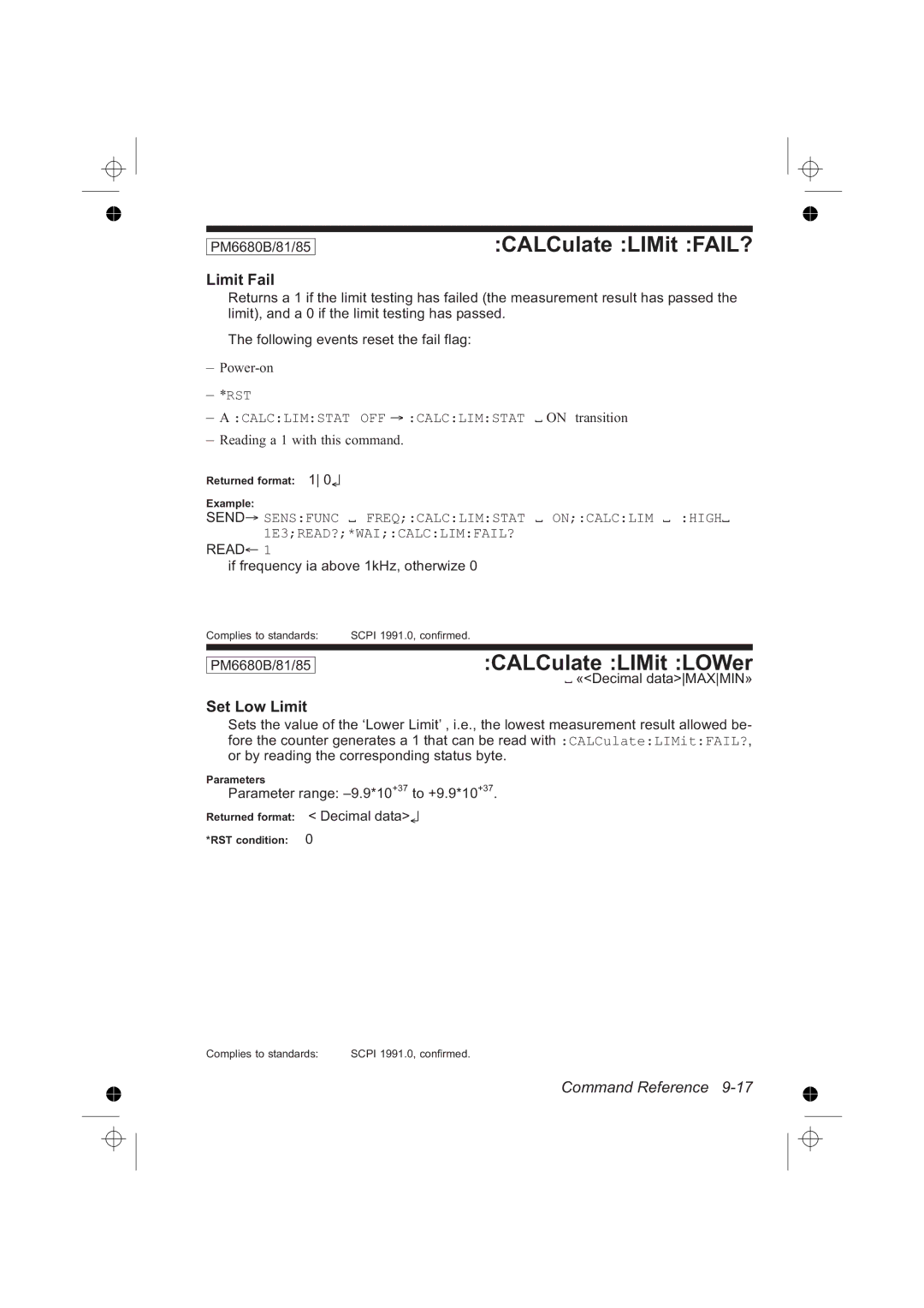 Fluke PM6681R, PM6685R manual CALCulate LIMit FAIL?, CALCulate LIMit LOWer, Limit Fail, Set Low Limit 