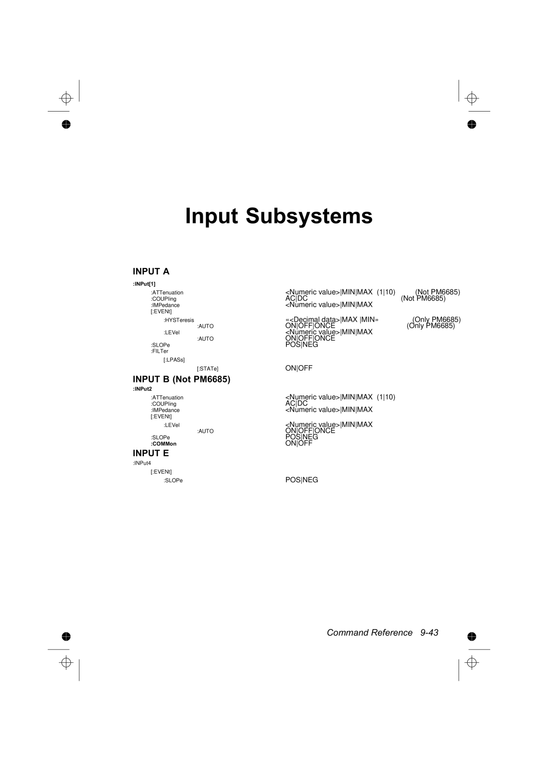 Fluke PM6681R, PM6685R manual Input Subsystems, Input B Not PM6685 