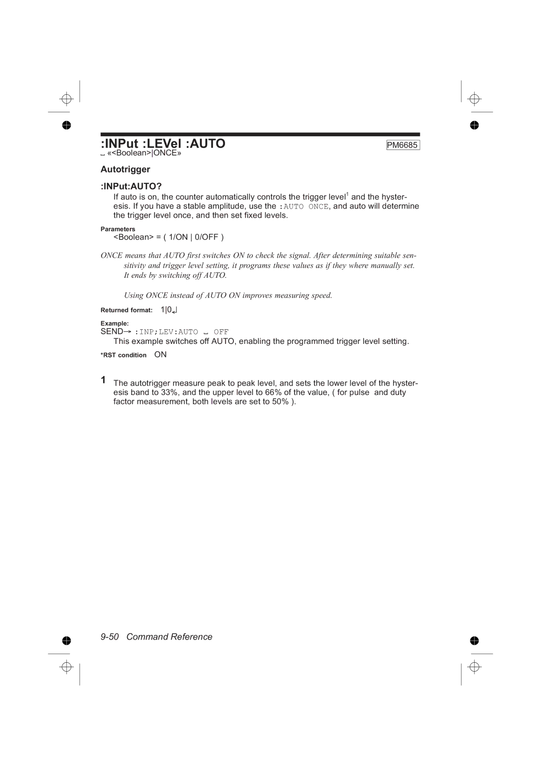 Fluke PM6681R, PM6685R manual Autotrigger INPutAUTO?, «BooleanONCE» 