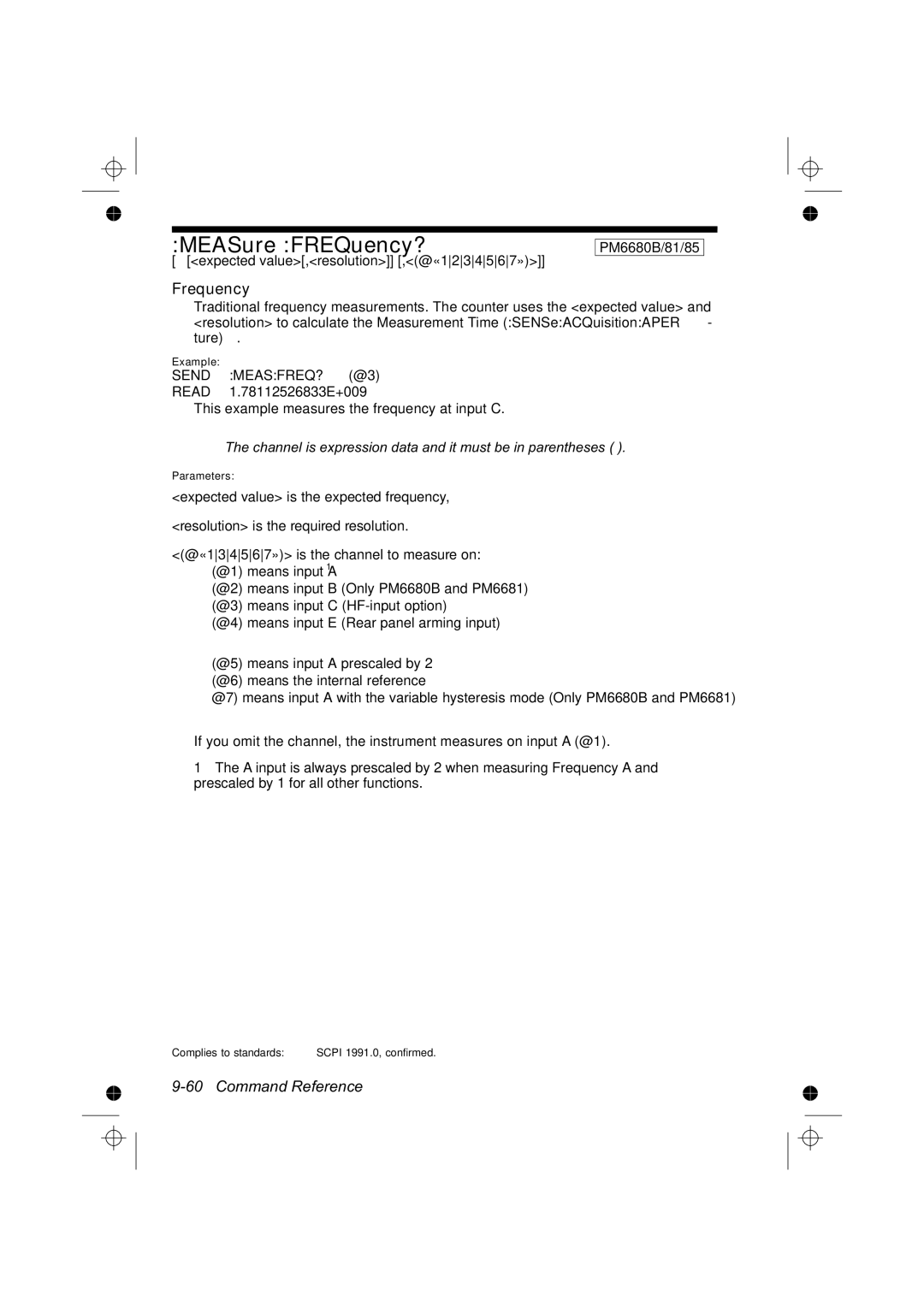 Fluke PM6685R, PM6681R manual MEASure FREQuency?, Frequency, Expected value,resolution ,@«1234567» PM6680B/81/85 