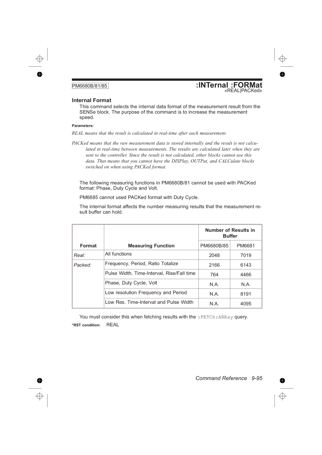 Fluke PM6681R, PM6685R manual INTernal FORMat, Internal Format, Number of Results, Buffer, Format Measuring Function 