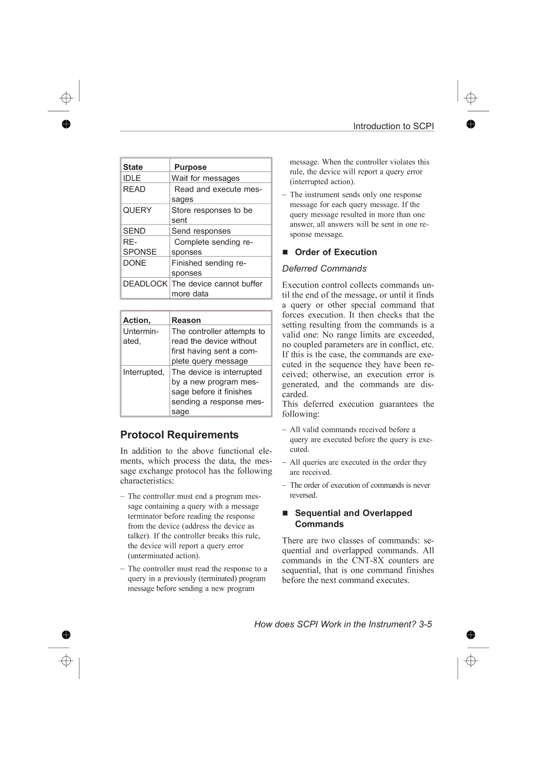 Fluke PM6681R, PM6685R Protocol Requirements, Order of Execution, Deferred Commands, Sequential and Overlapped Commands 