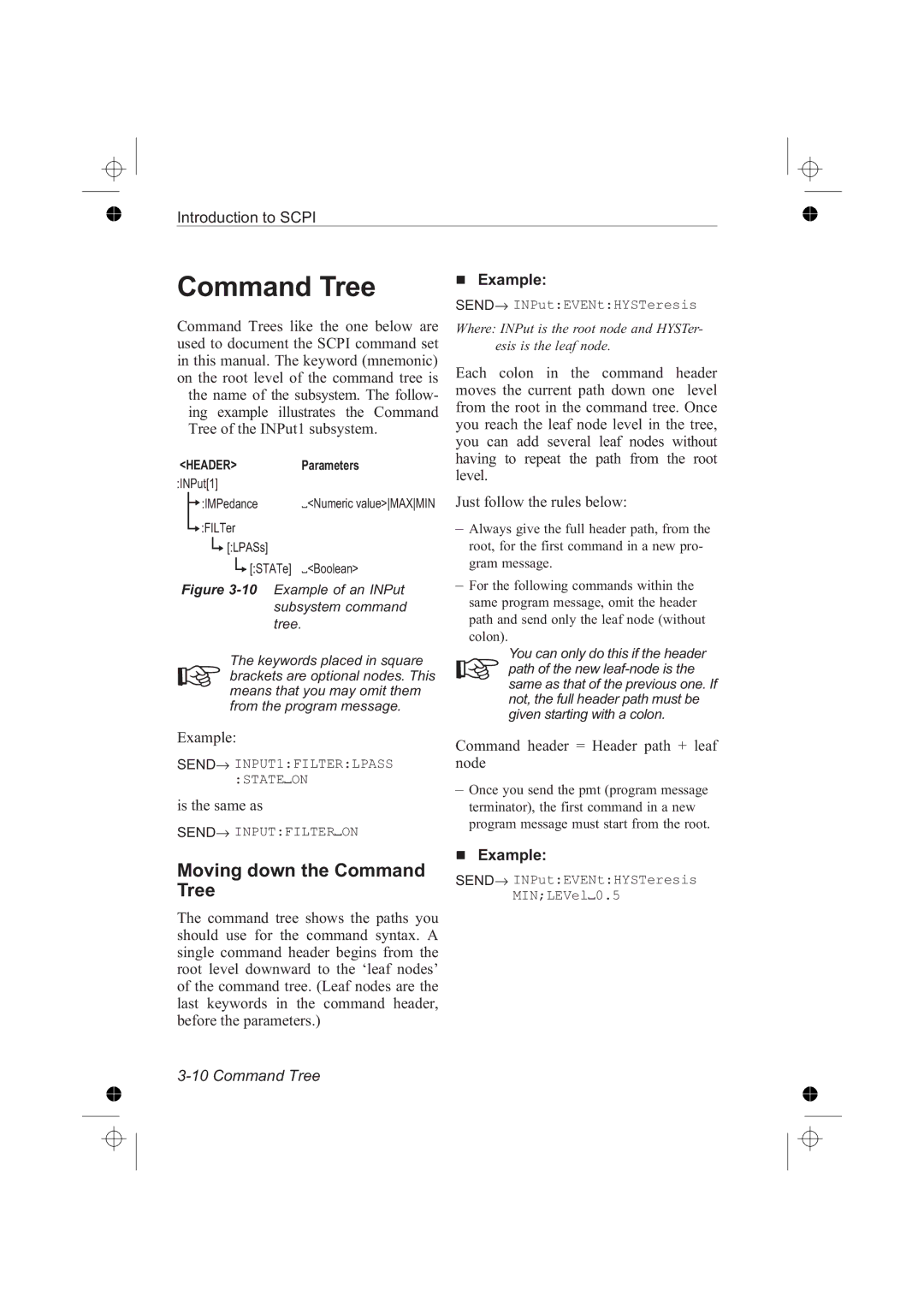 Fluke PM6685R, PM6681R manual Moving down the Command Tree, Example, SEND→ Inputfilteron 