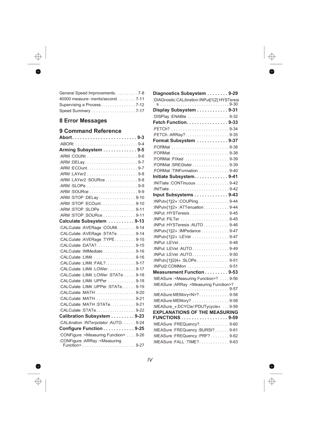 Fluke PM6681R Abort, Arming Subsystem, Calculate Subsystem, Calibration Subsystem, Configure Function, Display Subsystem 