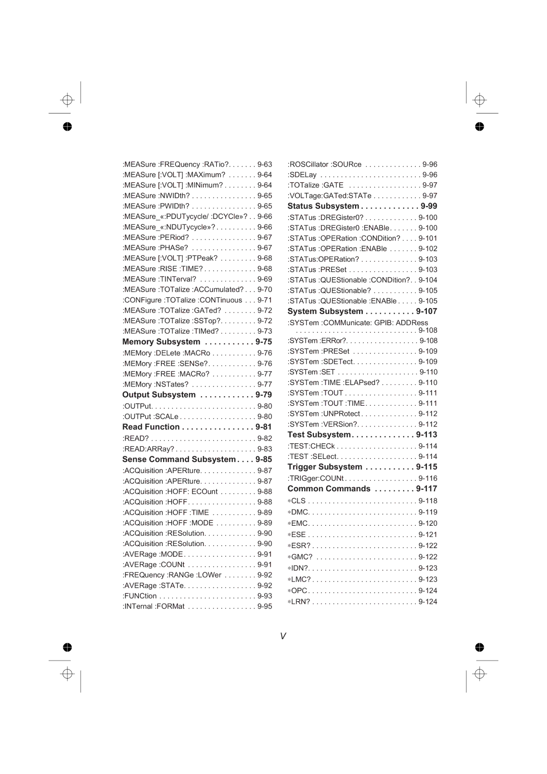 Fluke PM6681 Memory Subsystem, Output Subsystem, Read Function, Sense Command Subsystem, Status Subsystem, Test Subsystem 