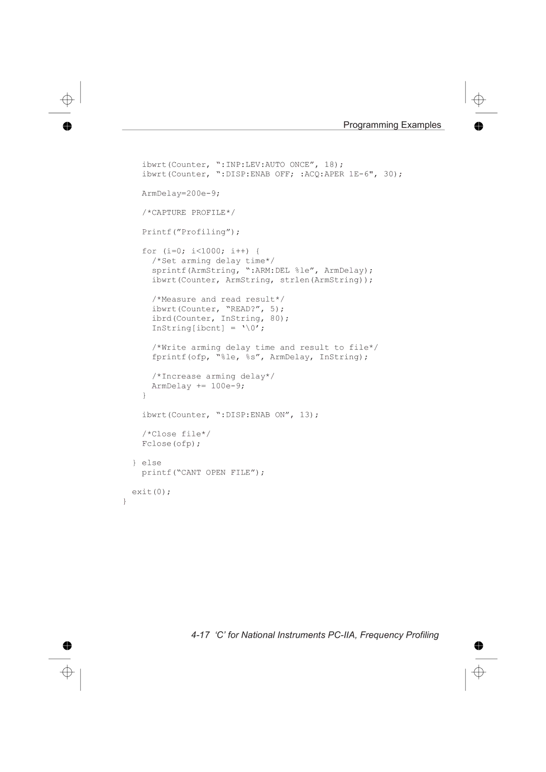 Fluke PM6681R, PM6685R manual 17 ‘C’ for National Instruments PC-IIA, Frequency Profiling, Capture Profile 