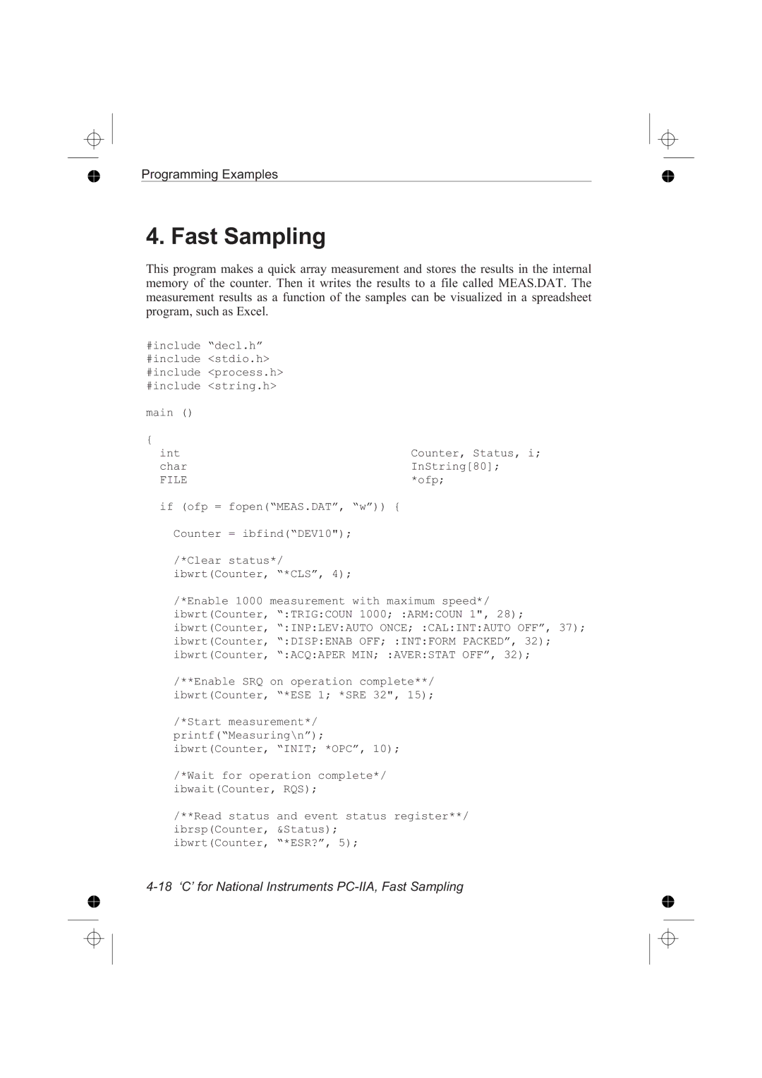 Fluke PM6685R, PM6681R manual 18 ‘C’ for National Instruments PC-IIA, Fast Sampling 