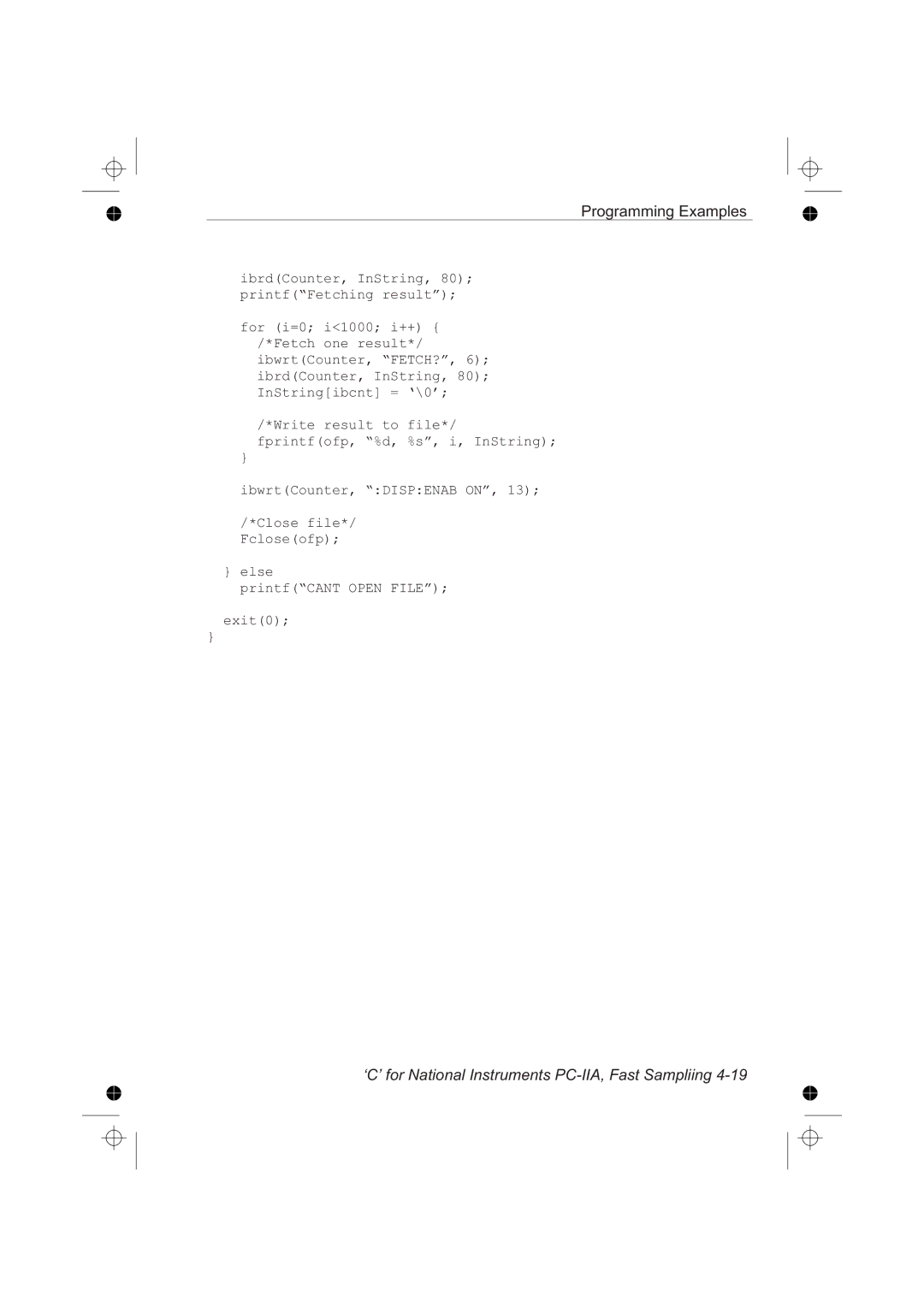 Fluke PM6681R, PM6685R manual ‘C’ for National Instruments PC-IIA, Fast Sampliing 