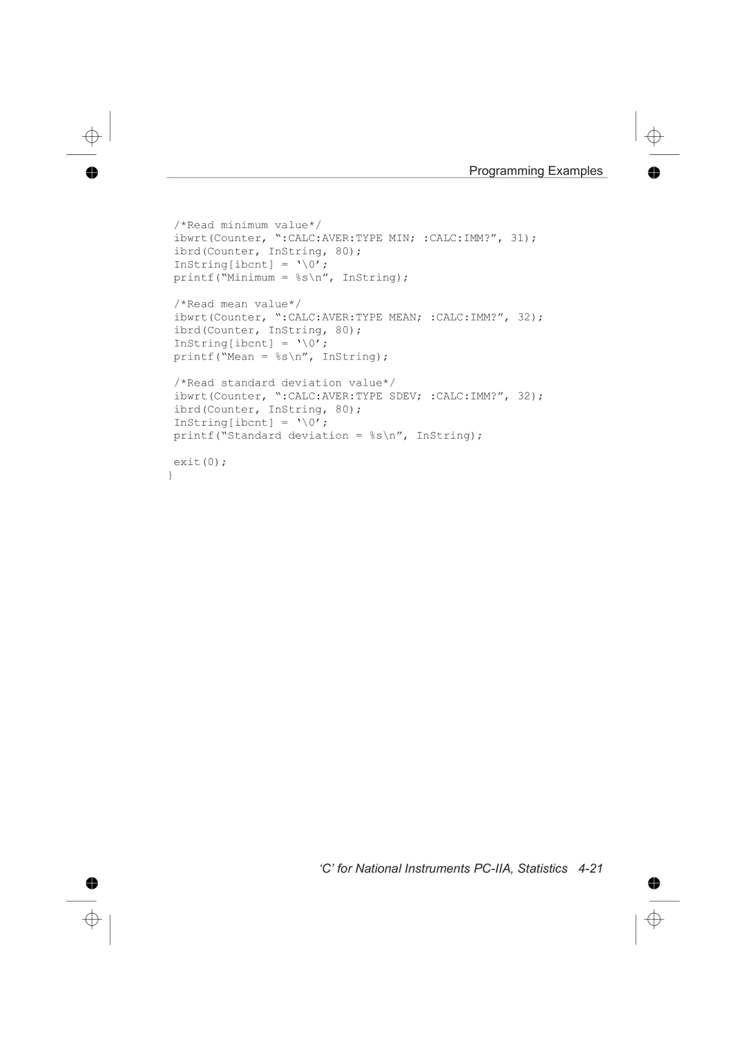 Fluke PM6681R, PM6685R manual ‘C’ for National Instruments PC-IIA, Statistics 