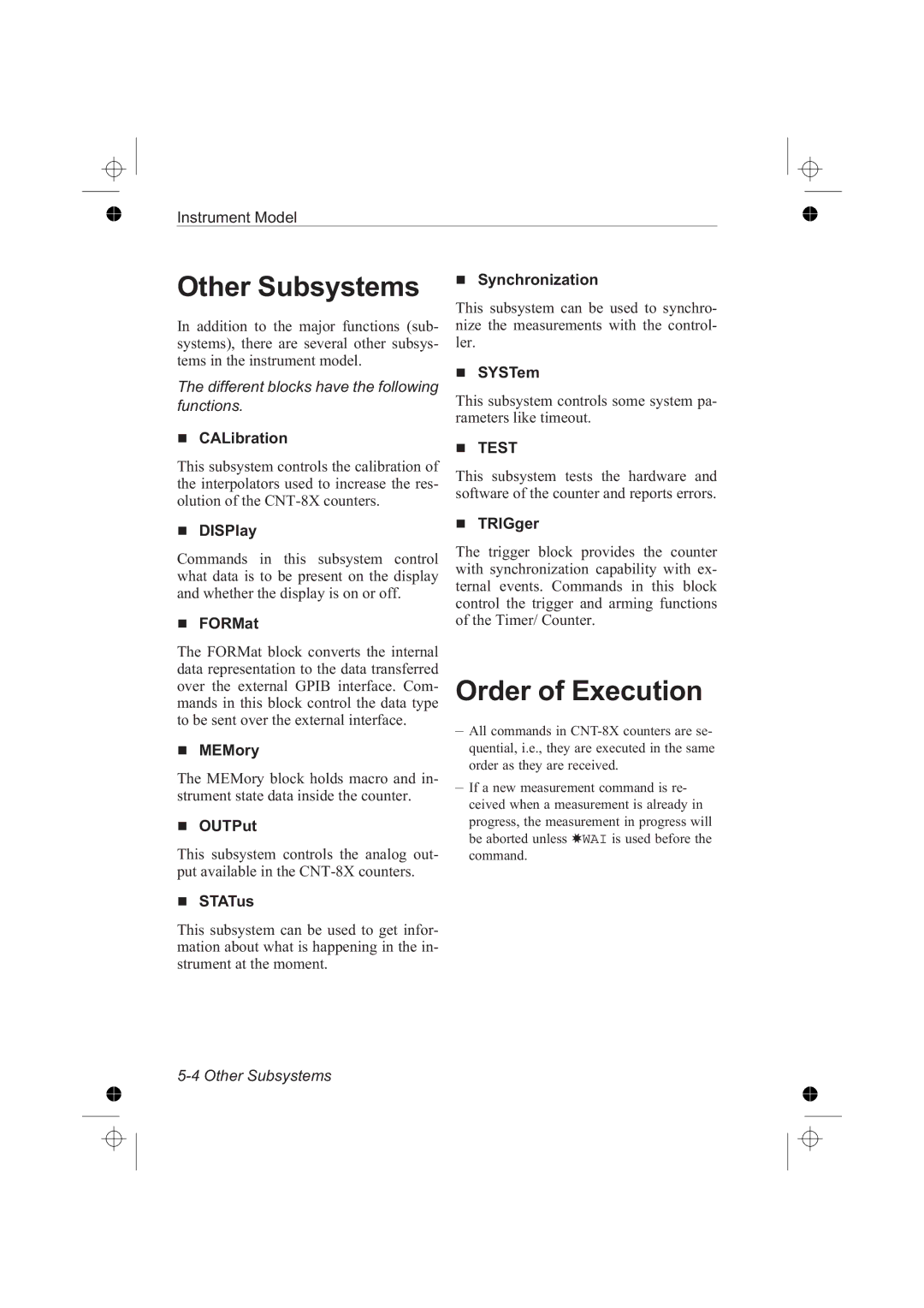 Fluke PM6685R, PM6681R manual Other Subsystems, Order of Execution 