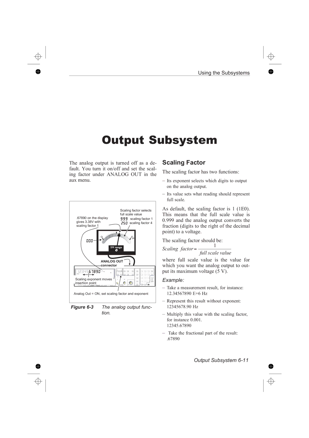 Fluke PM6681R, PM6685R manual Scaling Factor, Output Subsystem 